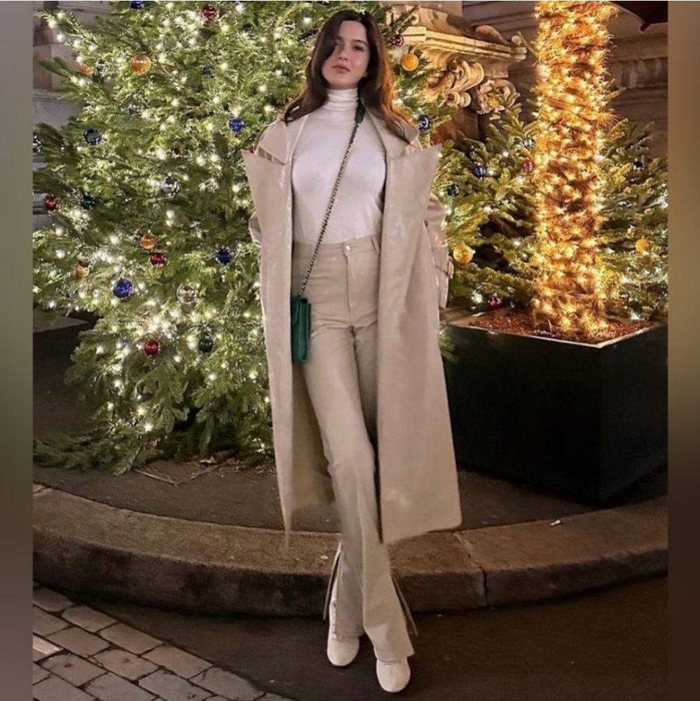 Zara * Faux Leather Cream Pants Slit - Picture 15 of 16
